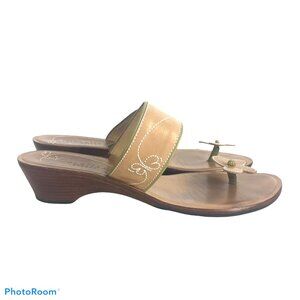 COLE HAAN Sandals Womens 7.5B/38 Slip On Tan Leather Slide Thong